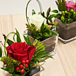 Set Of Three Flower Vase Arrangements