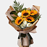 Sunflower Roses Bunch With Greeting Card
