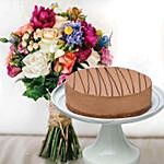 Vibrant Flower Bunch Chocolate Truffle Cake