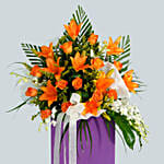 Vibrant Mixed Flowers Cardboard Stand