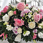 White Pink Rose Table Arrangement