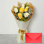 White Yellow Roses With Greeting Card