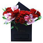 Majestic Mixed Roses In Black Box