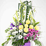 Heavenly Mixed Flowers Purple Cardboard Stand