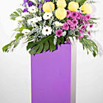 Heavenly Mixed Flowers Purple Cardboard Stand