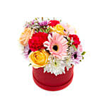 Vibrant Mixed Flowers Round Box