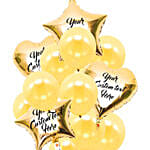 Heart & Star Shaped Customized Text Golden Balloons