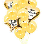 Heart & Star Shaped Customized Text Golden Balloons