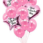 Heart & Star Shaped Customized Text Pink Balloons