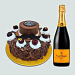 Happy Father's Day Black Forest Cake With vauve Clicquot
