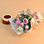 Beautiful Mixed Flowers Bouquet & Red Velvet Cake