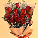 Red Roses & Limonium Beautifully Tied Bouquet