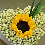 Baby Breath & Sunflower Heart Shaped Box Arrangement