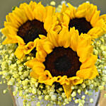 Cheerful Sunflowers & Baby Breath Box Arrangement