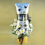 Congrats Grad Foil Balloon & Mixed Flowers Golden Vase