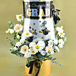 Congrats Grad Foil Balloon & Mixed Flowers Golden Vase