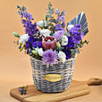 Delightful Mixed Flowers Round Basket