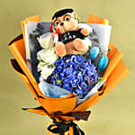 Graduation Teddy Bear & Mixed Flowers Bouquet