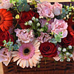 Heavenly Mixed Flowers Square Basket