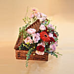 Heavenly Mixed Flowers Square Basket