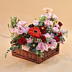 Heavenly Mixed Flowers Square Basket