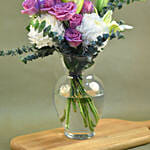 Lovely Mixed Flowers Oval Shaped Vase