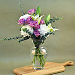 Lovely Mixed Flowers Oval Shaped Vase