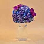 Purple Baby Breath & Phalaenopsis Cylindrical Vase