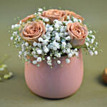 Roses & Baby Breath Designer Vase