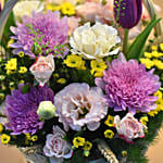 Striking Mixed Flowers Round Basket