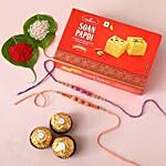 Sneh Beads Rakhis With Soan Papdi & Ferrero Rocher