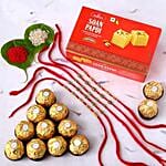 Sneh Brass Rakhi Set with Saon Papadi & Ferrero Rocher