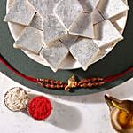 Sneh Elegant Rudraksha Rakhi & Kaju Katli