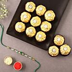 Sneh Fancy Green Rakhi & Ferrero Rocher Box