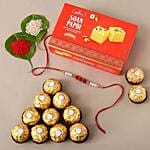 Sneh Red White Pearl Rakhi & Ferrero Rcoher