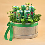 Green Button & Heineken Beer Round Gift Box