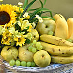 Mixed Flowers & Assorted Fruits Basket