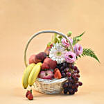 Mixed Flowers & Assorted Fruits Round Basket