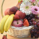 Mixed Flowers & Assorted Fruits Round Basket