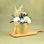 Mixed Flowers & Champagne Golden Box