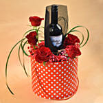 Mixed Flowers & Red Wine Gift Box