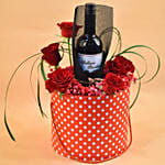 Mixed Flowers & Red Wine Gift Box