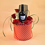 Mixed Flowers & Red Wine Gift Box