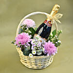 Mixed Flowers & Sparkling Juice Basket