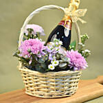 Mixed Flowers & Sparkling Juice Basket