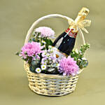 Mixed Flowers & Sparkling Juice Basket