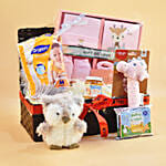 Brown Straw Basket Baby Hamper