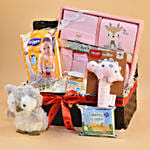 Brown Straw Basket Baby Hamper