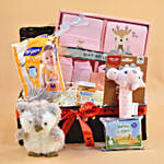 Brown Straw Basket Baby Hamper