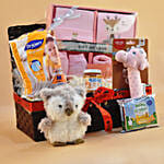 Brown Straw Basket Baby Hamper